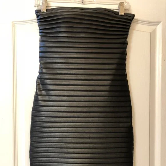 Maje Strapless Faux Leather Dress Black Size 38 Maje Strapless Faux Leather Dress Black Size 38
